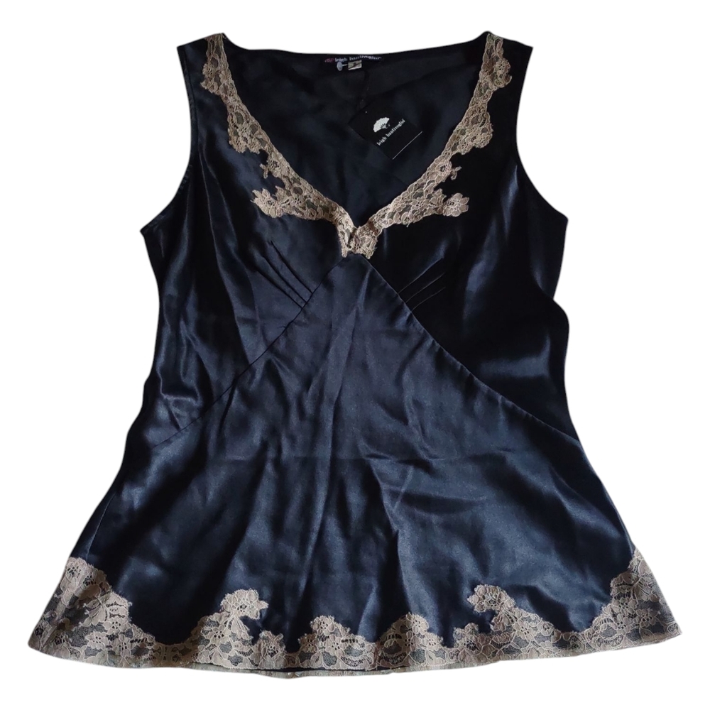 Leigh Bantivoglio Size Small Silk Black Lace Sleeveless Top